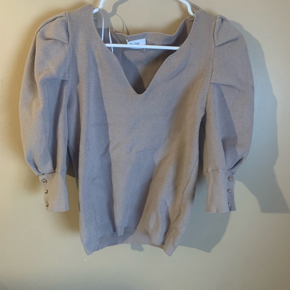 Hollister Taupe Puff Sleeve Blouse